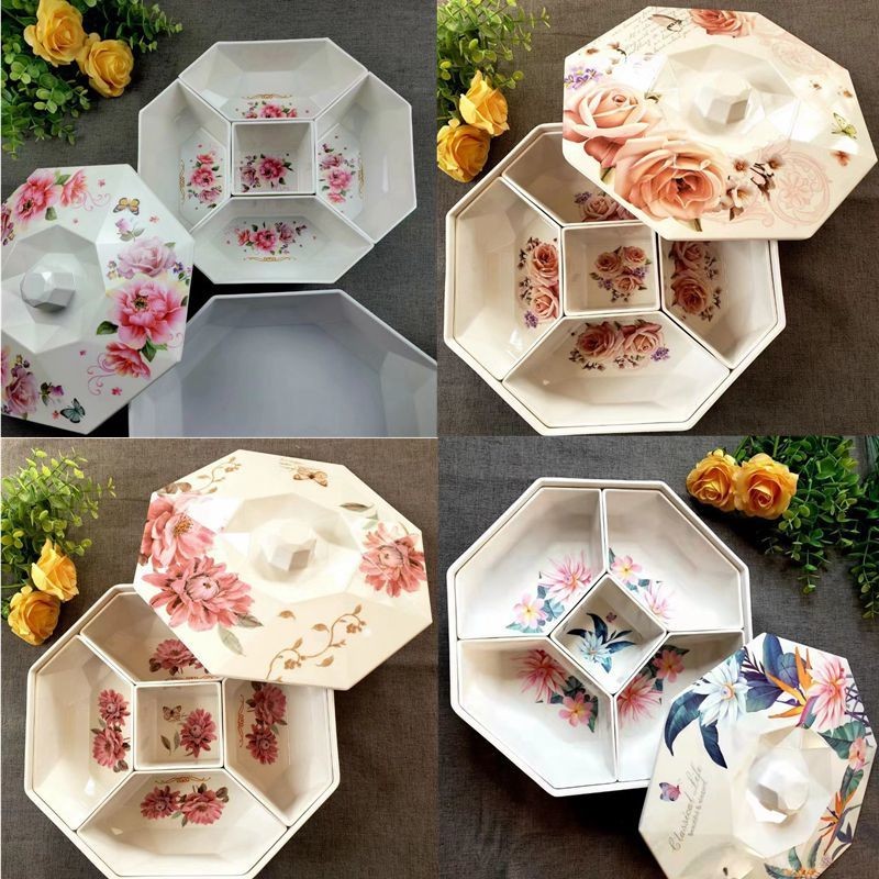 Hộp đựng hạt bí ngô giả melamine có nắp ngăn, hộp snack sáng tạo hiện đại dày dạn, khay kẹo cho phòn