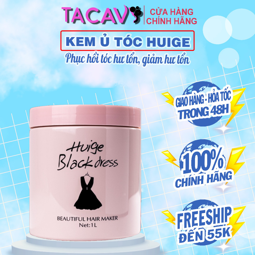 Kem ủ tóc Huiger black dress 1000ML,Dầu Xả Tóc Phục Hồi,Ủ VÁY ĐEN mềm mượt,Kem Hấp Tóc Thơm Salon