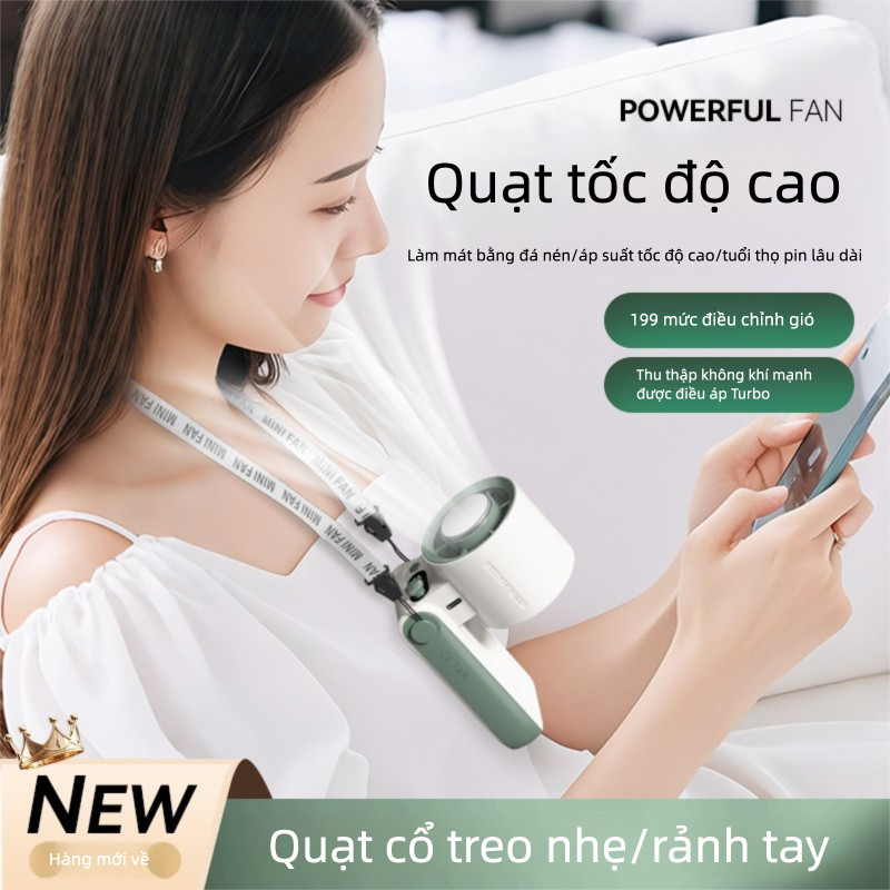 Quạt cầm tay mini ICE FAN JF168 Pin 10.000mAh, có sò lạnh, gió mạnh, gấp gọn tiện lợi