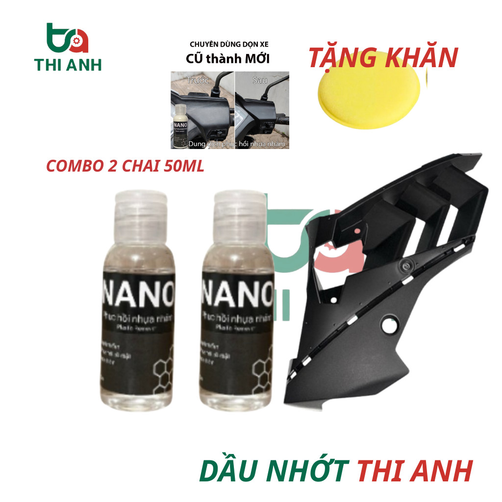[Bao thử] Combo 2 chai Nano phục hồi nhựa nhám 50ml chai lớn, dung dịch làm mới và dưỡng nhựa đen ô 