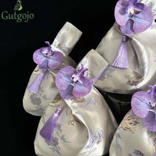 Gutgojo Túi xách phong cách Trung Quốc mới, Túi đựng mỹ phẩm Túi đựng vật phẩm nhỏ Nút thắt tua rua Túi đeo cổ tay, Túi đựng đồ di động Túi đựng đồ ăn trưa Mặt dây chuyền hoa Sườn xám Phụ kiện du lịch