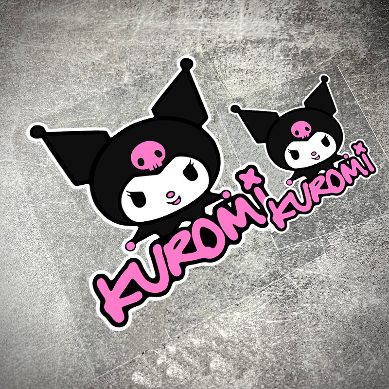 Sanrio Xe Dán Hoạt Hình Kuromi Quỷ Nhỏ Dán Xe Ô Tô Xe Máy Mũ Bảo Hiểm Xe Điện Dán
