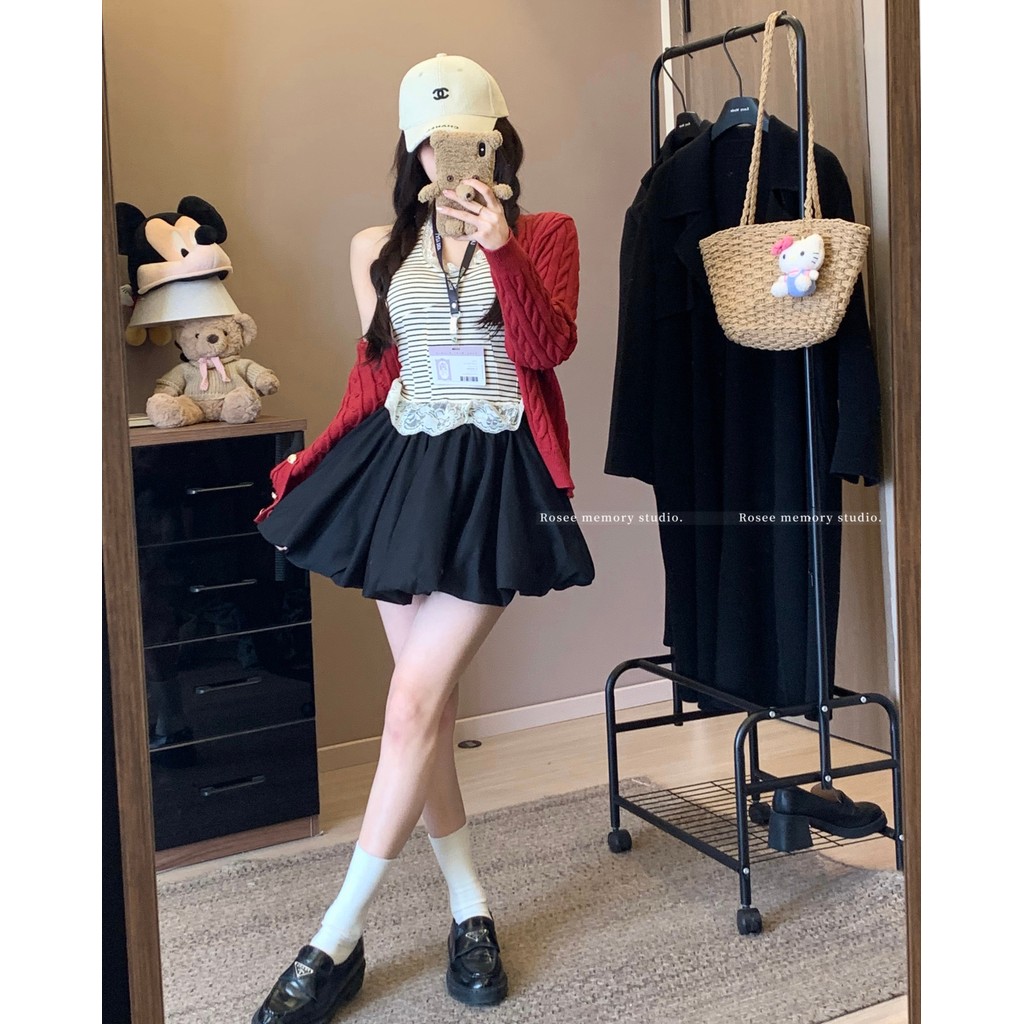 Mỹ Kẻ Sọc Bud Váy Ngắn Nữ Mùa Hè 2025 Tính Khí Chống Viền Quần Pettiskirt UG109 | BigBuy360 - bigbuy360.vn