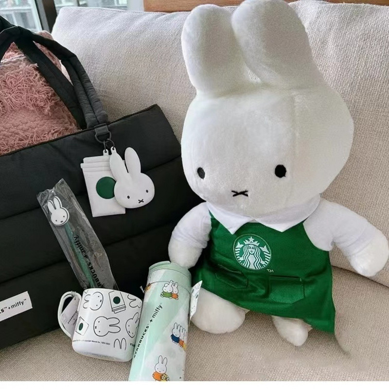 Starbucks Miffy Thỏ Búp Bê Co-Branded Dễ Thương Vải Búp Bê Miffy Thỏ Sang Trọng Búp Bê Cô Gái Quà Tặ
