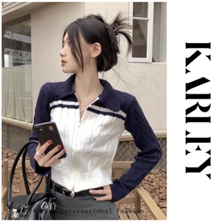 KARLEY kiểu Hàn Áo ôm body nữ tay áo dài phong cách thường ngày Đồ bộ nữ#SO201