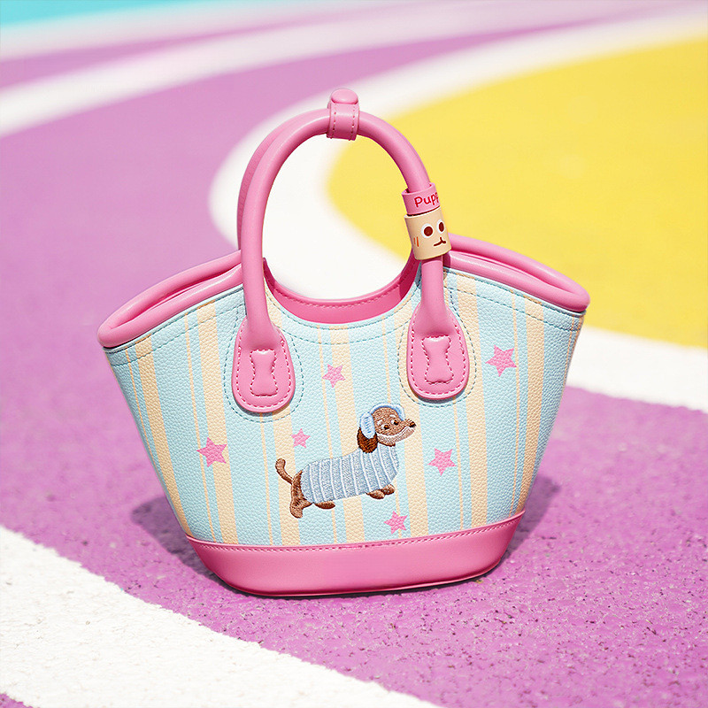 Mùa hè mới phong cách Hàn Quốc thích hợp dễ thương Xúc Xích chó in Rau giỏ loại Vai Túi