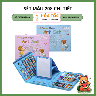 Bộ Dụng Cụ Vẽ 208 Chi Tiết, Hộp Gọn, Đủ Bút Màu, Cọ, Bảng Vẽ – Quà Sáng Tạo Cho Bé – Đồ Chơi Nhà Dưa Hấu