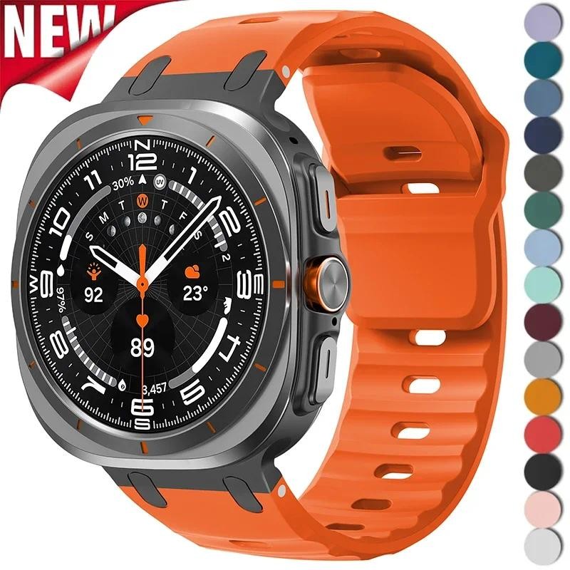 Dây đeo cho Samsung Galaxy Watch 7 Ultra 47mm Dây đeo silicon Không có khe hở Đầu nối kim loại cho G