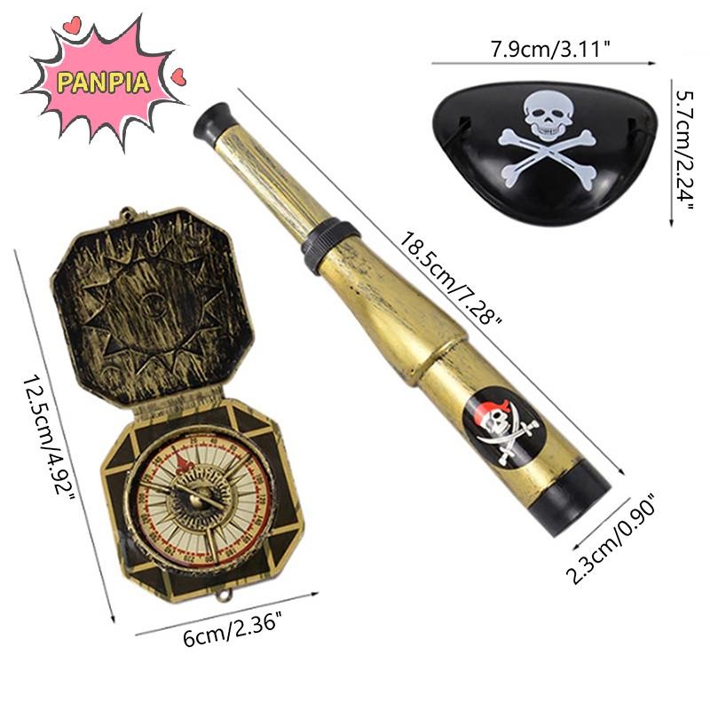 Pnpia 3 Miếng Dán Mắt Cướp Biển Tiền Xu Tàu Bóng Bay Mũ Đầu Lâu Trẻ Em Ủng Hộ Đồ Chơi Quà Tặng Chủ Đ