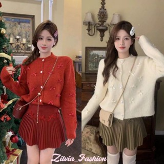 Zilvia_Fashion Áo Cardigan Cổ Tròn Thời Trang Dành Cho Nữ Áo Khoác Nơ Phong Cách Hàn Quốc Áo Len Dệt Kim Mới V288