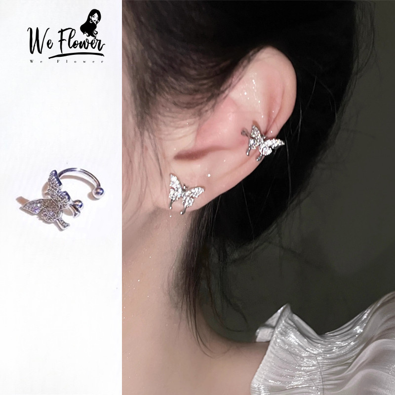 WeFlower 1 Không Xuyên s925 Bạc Pha Lê Dễ Thương Bướm Kẹp Bông Tai Cho Nữ Cô Gái Thời Trang Kẹp Tai Trang Sức | BigBuy360 - bigbuy360.vn