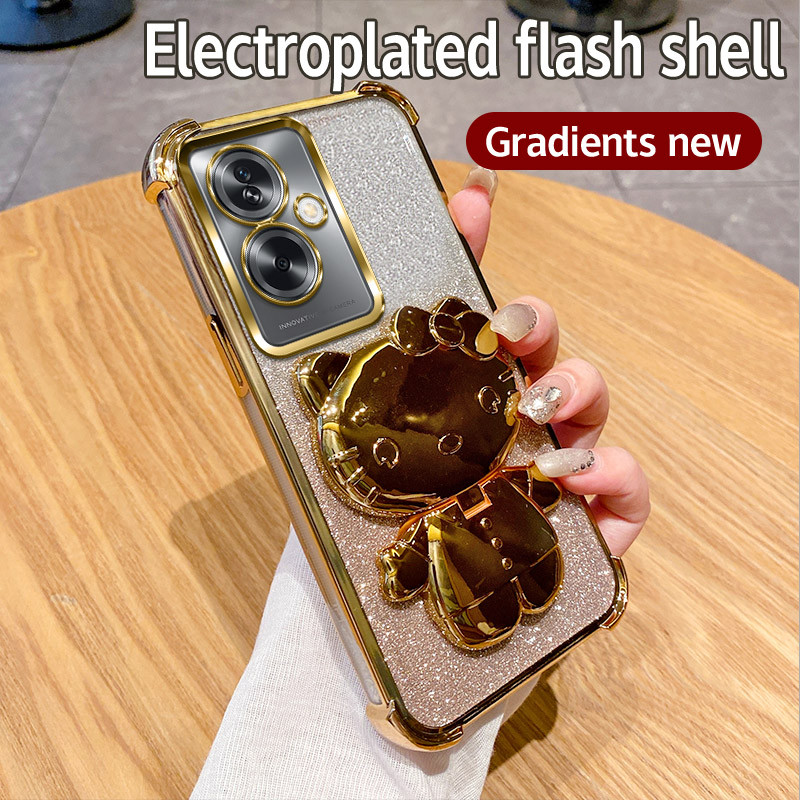 Ốp Điện Thoại Cho Oppo A2 A79 A2 pro Ốp Lưng Lấp Lánh Chống Sốc Gương Trang Điểm Dễ Thương Giá Đỡ Th