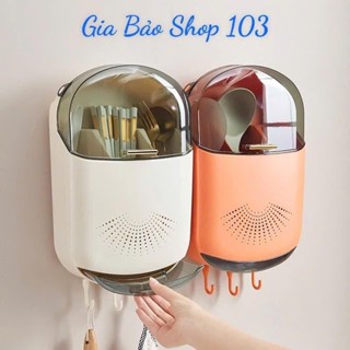Hộp Đựng Đũa Muỗng Treo Tường Có Khay Đỡ Nước - Ống đựng đũa gắn tường có nắp đậy Kích thước: 31x20x8 cm