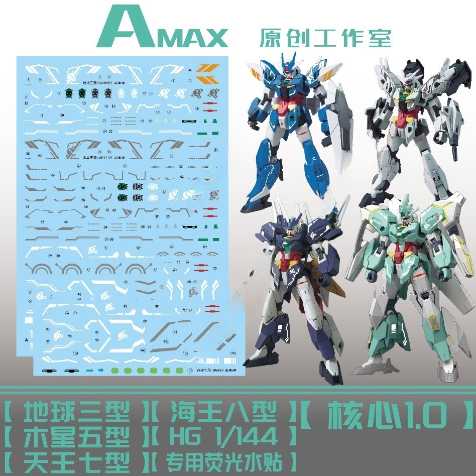 Decal trượt nước AMAX HG 1 / 144 the Core 1.0 Earthree / Jupitive / Uraven / Nepteight AMAXHG001