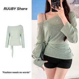 RUBBY Local brand Áo trễ vai chống nắng nữ Áo thun dài tay nữ phong cách Hàn Quốc mới 2025