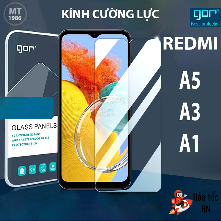 Kính Cường Lực Gor Redmi A5, Redmi A13, Redmi A1 Trong Suốt Không Viền Đen 9H/ Vát 2.5D - Hãng Gor