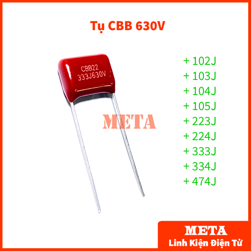 [Túi 5 Con] Tụ CBB 630V 102J 103J 223J 333J 104J 224J 334J 474J 105J 1uF Hàng chất lượng - Tụ đỏ khô