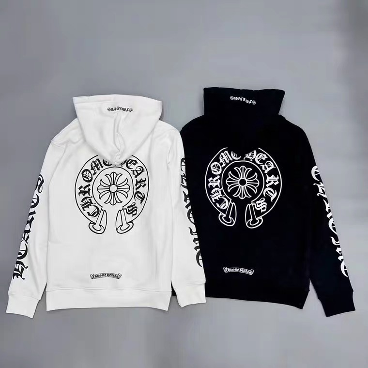 Chrome Hearts Chrome Hearts Phạn Họa Tiết Tối LOGO Móng Ngựa In Chữ Thập Có Mũ Trùm Đầu Nam Nữ Dây K