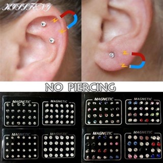 KISSFENY Set 12 bông tai nam châm hình tròn 3/4/5/6/7mm thiết kế sáng tạo cho nữ