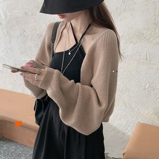 Áo len nữ tay đèn lồng dáng rộng phiên bản Hàn Quốc rỗng chống nắng dài tay dệt kim cardigan hàng đầu nữ ngắn MY-60