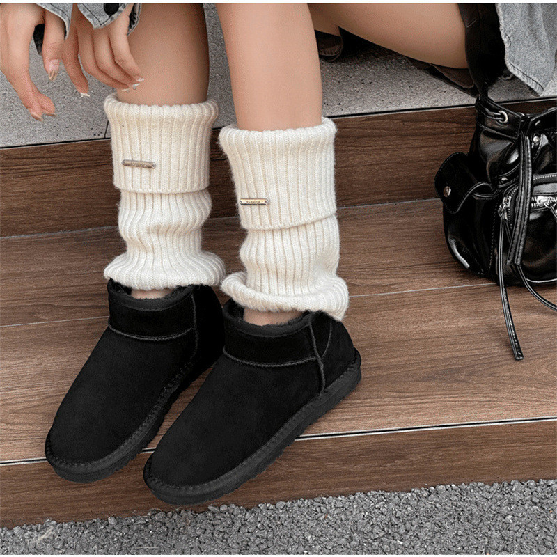 Yoke116 UGG Sampo Làng Giày Bốt Tuyết Nữ mini Da Thật Chính Hãng Len Chống Trơn Trượt Đen Ấm 35-40 K