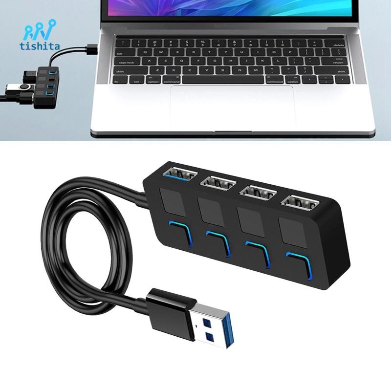 Tishita 4 Cổng USB 3.0 Hub, Trung Tâm USB Dữ Liệu Có Cáp Mở Rộng Cho PC Cho XPS Mobile HDD