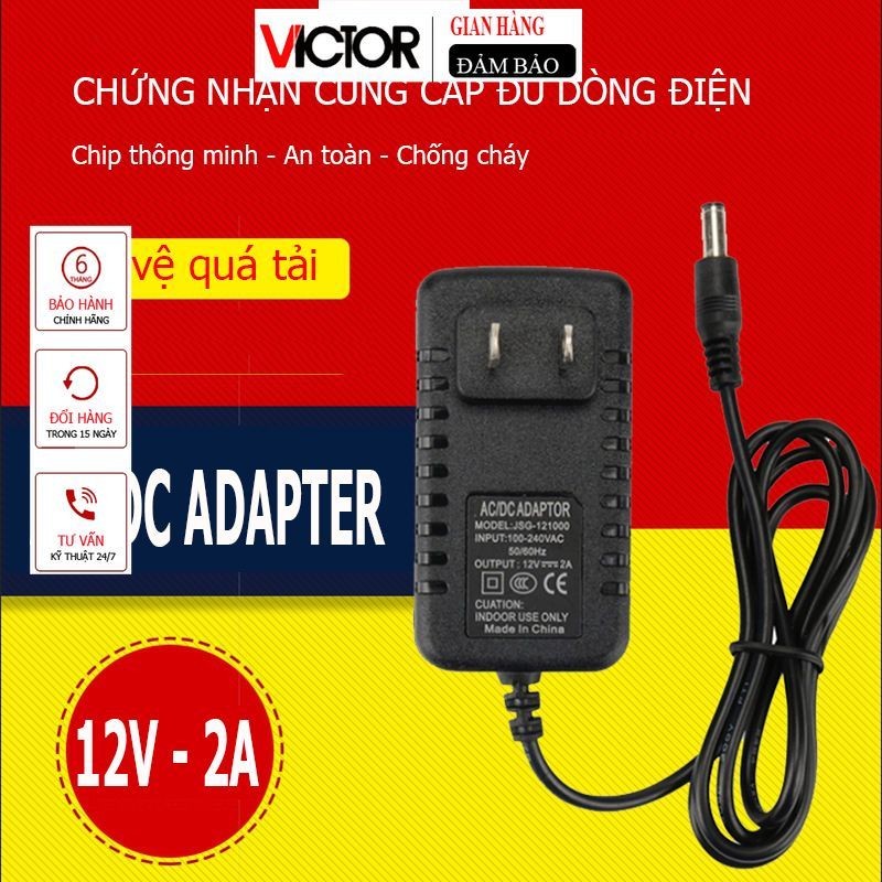 Bộ chuyển đổi nguồn 220V sang 12V-2A (DC) - Adapter DC 12V 2A 5.5mmx2.1m