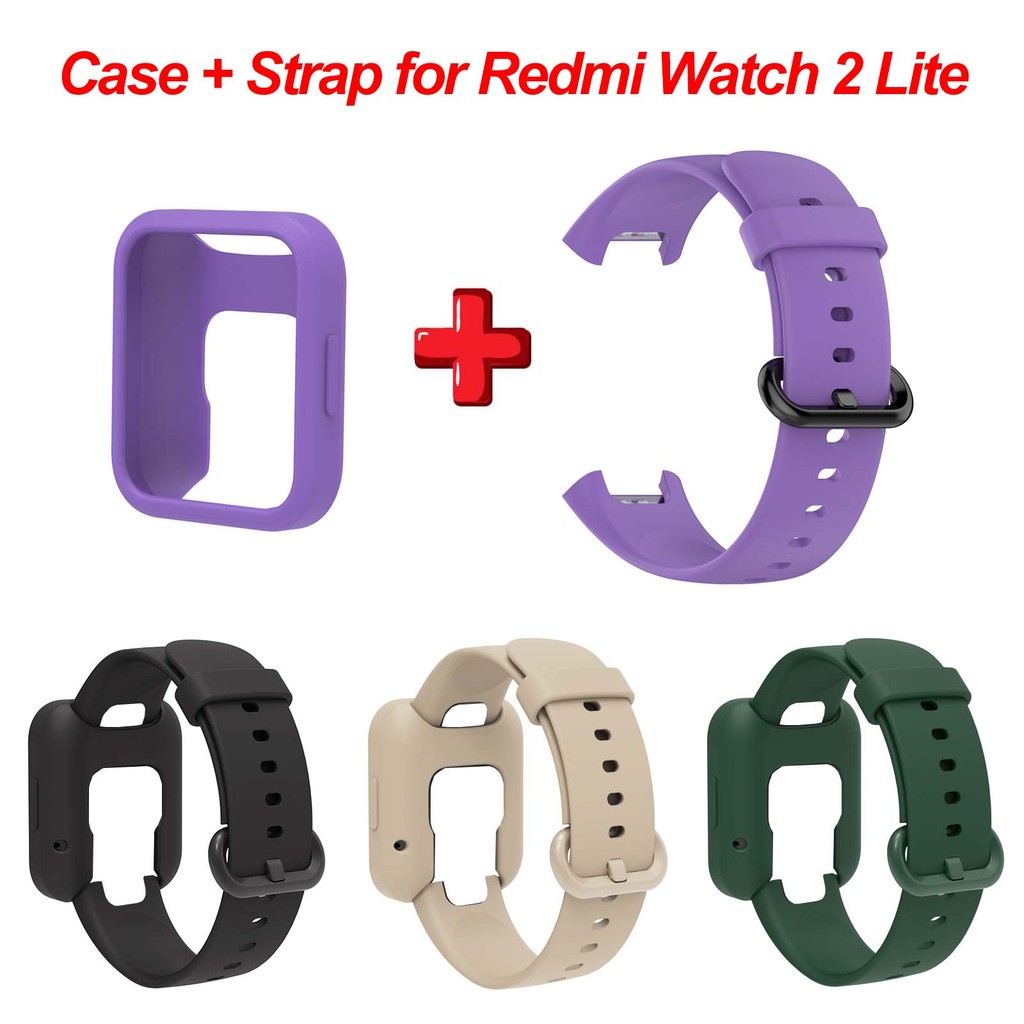 Dây đồng hồ silicon mềm thay thế cho Xiaomi Mi Watch 2 Lite / Redmi Watch 2 kèm vỏ bảo vệ