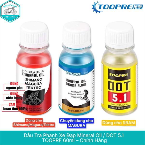 Dầu Phanh Xe Đạp TOOPRE 60ml – Mineral Oil & DOT 5.1 Oil
