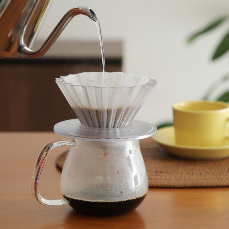 Cốc lọc origami bằng nhựa V60, cốc lọc bánh, cốc cà phê gia đình, đế nhựa gỗ