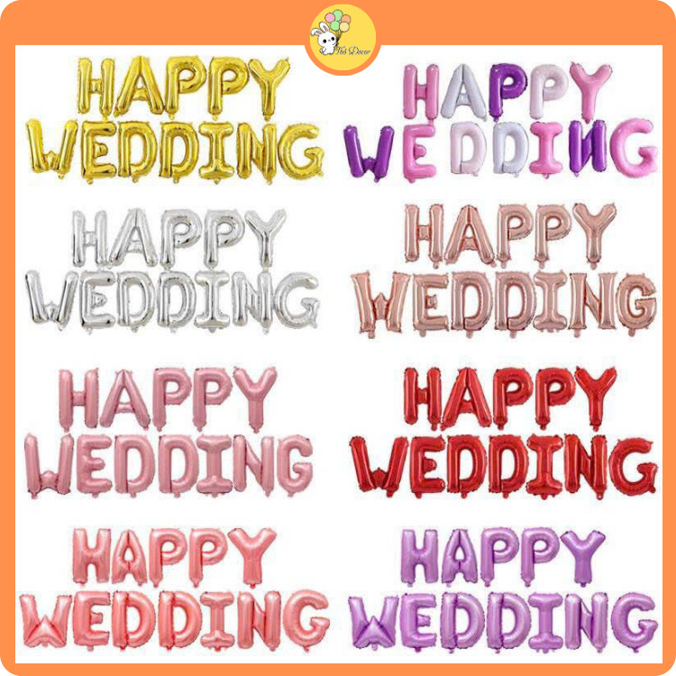Bóng Chữ Happy Wedding Set Trang Trí Phòng Cưới , Phòng Tân Hôn ShopThoDecor