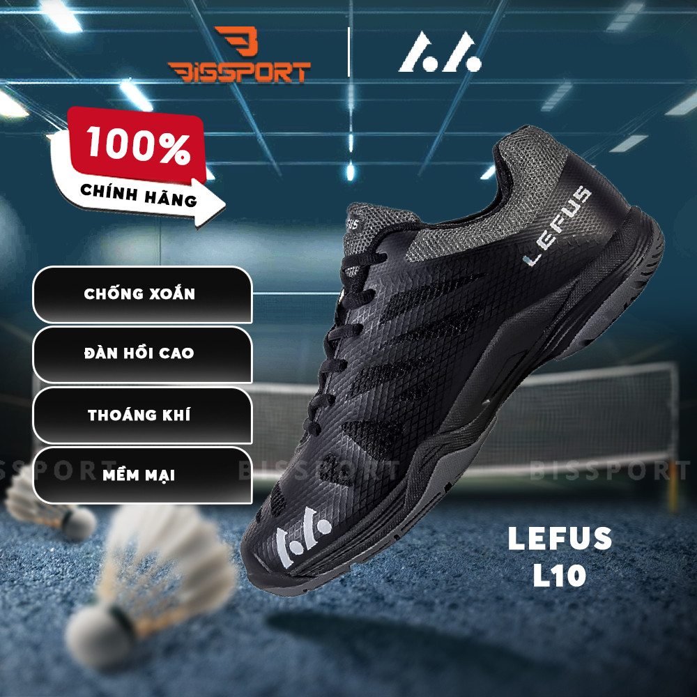Giày Cầu Lông Bóng Chuyền Lefus L010 Đen Chính Hãng 100% - Giày Nhẹ, Thoáng Khí Với Thiết Kế Màu Đen