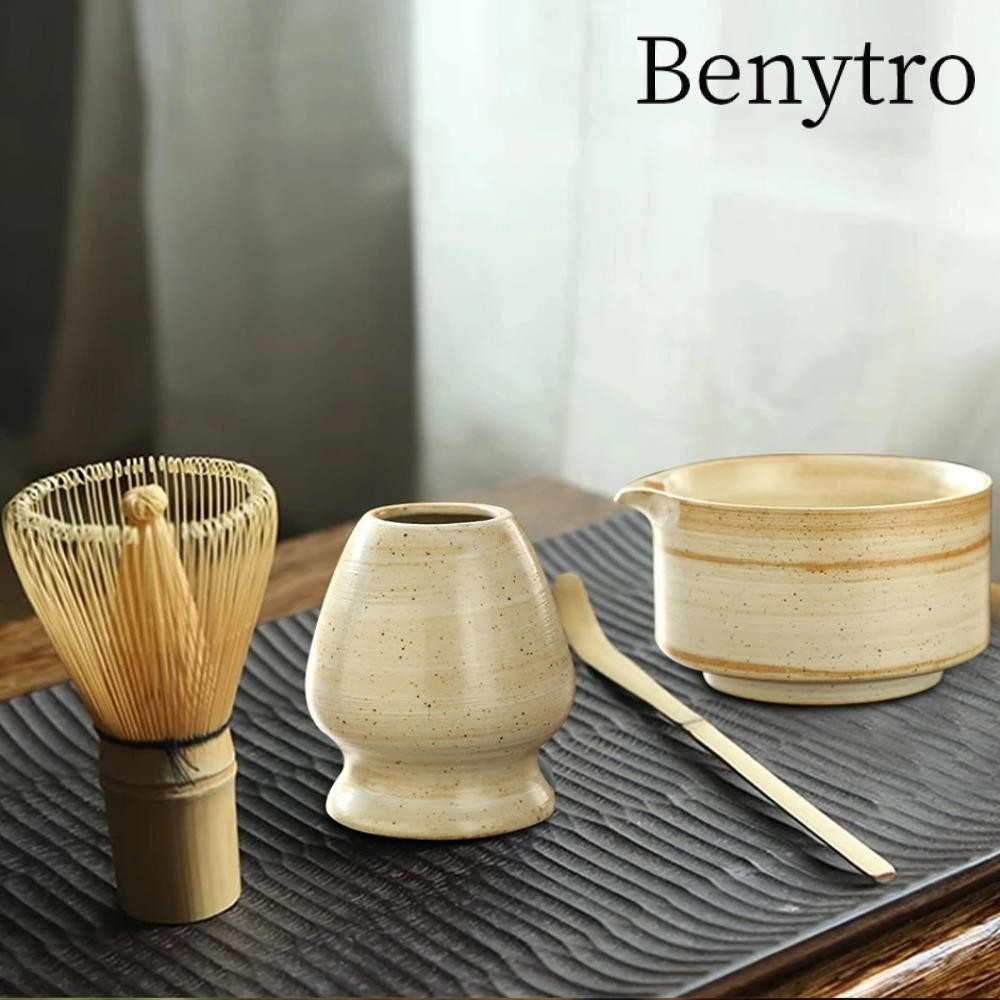 BENYTRO 4 CÁI Matcha Whist, Bộ trà Matcha gốm sứ tre cấp thực phẩm Nhật Bản, Chasen Nhật Bản an toàn