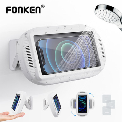 Giá đỡ điện thoại tắm Fonken có loa 360° Giá đỡ điện thoại treo tường xoay cho hộp chống nước tắm