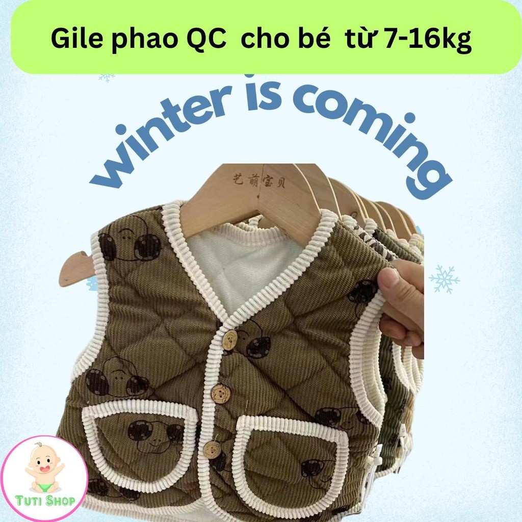 Áo gile lót Nỉ NHUNG Siêu ẤM , DÀY CHO MÙA ĐÔNG KO LẠNH ,áo khoác cho bé, áo khoác phao mùa đông cho bé trai, bé gái