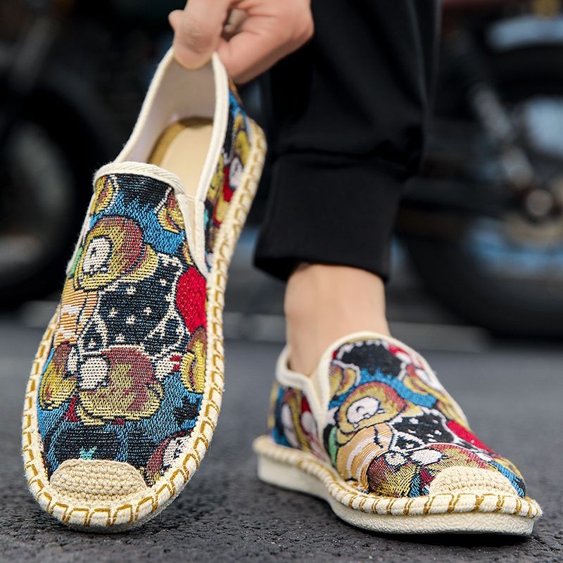 Mẫu mới năm 2025 Giày vải nam thoáng khí thông thường Hợp thời trang Phù hợp với người lười một chân Cũ Bắc Kinh20241212