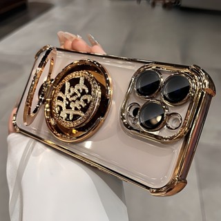 Ốp lưng mạ cứng trong suốt cho iPhone 16 15 14 plus 13 12 11 Pro max Acrylic Giá đỡ xoay chống sốc ốp lưng