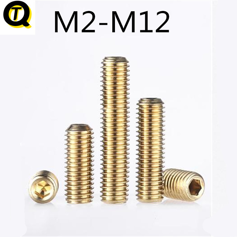 Đồng thau Máy Đo Vít M2-M12 rosh Đồng Tiêu Chuẩn Không Đầu Lục Giác Ổ Cắm Vít Chắc Chắn Top Vít M3M4