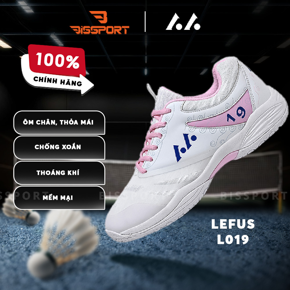 Giày Cầu Lông Bóng Chuyền Lefus Chính Hãng L019 Trắng  - Thiết Kế Sang Trọng, Nhẹ Nhàng Thoải Mái
