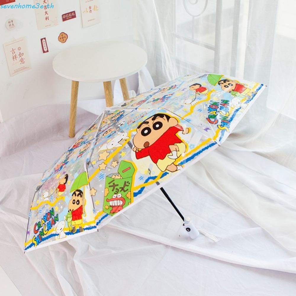 SEVENHOME3E Crayon Shin chan Ô tự động, Bút chì in hình chó trong suốt Shin chan Ô chống nắng gấp, Ô