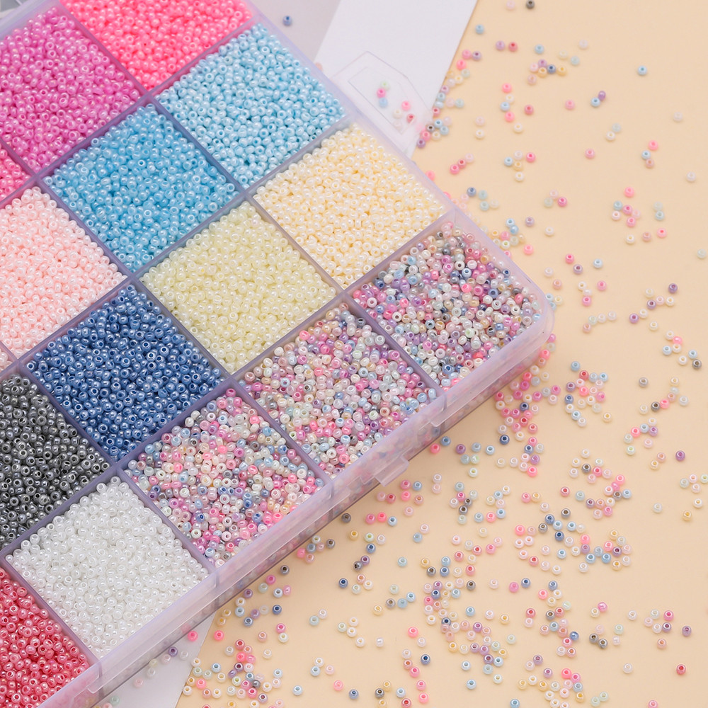 1000 hạt gạo thủy tinh 2mm St.kunkka màu kem - Phụ kiện DIY làm vòng tay, trang sức handmade cao cấp