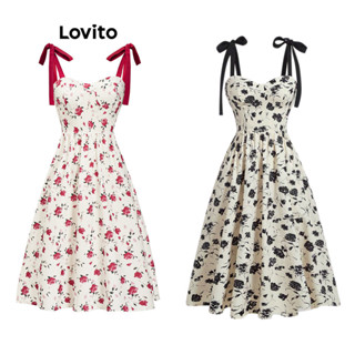 Lovito Váy thường ngày có dây buộc hoa cho nữ L76AD189 (Nhiều màu)