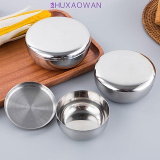 Zhuxaowan Bát Inox Hàn Quốc, Một Lớp Có Nắp Bát Cơm, Phụ Kiện Nhà Bếp Tròn Bạc Bề Mặt Mịn Bát Trẻ Em Kimchee