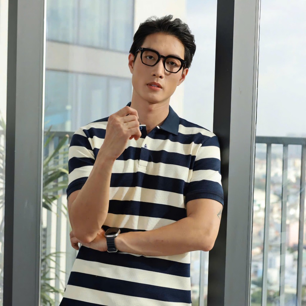  Áo Polo sọc ngang OTIS STAR big stripes. Chất vải gân nhuyễn mềm mịn co giãn tốt 