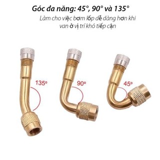 Đầu nối dài van bơm hơi tiện lợi, bộ chuyển đổi van lốp xe 45°, 90°, 135° - GUARO