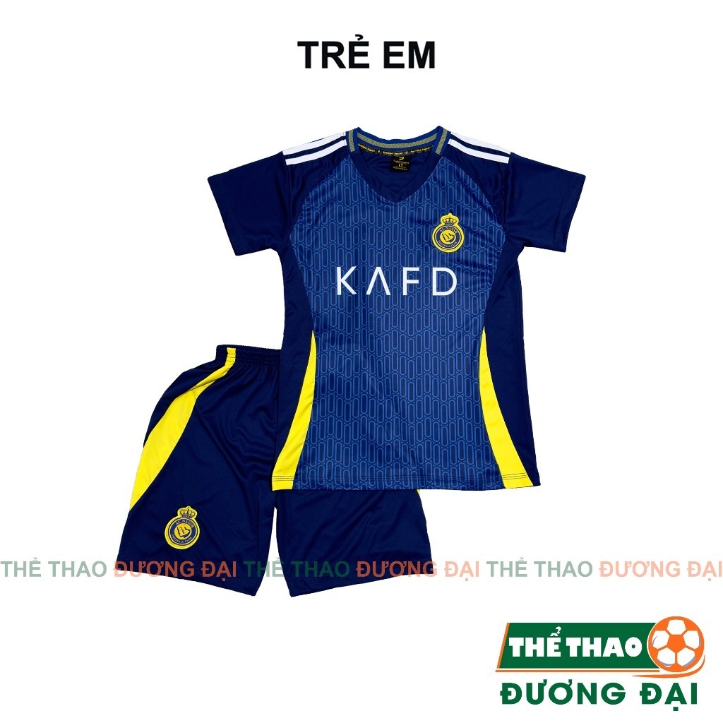Quần Áo Bóng Đá Trẻ Em Al Nassr Xanh Đen Thun Lạnh Cao Cấp Đồ Đá Banh Cho Bé