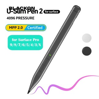 Blackon Slim Pen 2, MPP 2.0 4096 Bút cảm ứng áp suất, Đầu bút đồ họa chuyên nghiệp Bút chì màn hình cảm ứng sạc nhanh mượt mà cho Microsoft Surface 9 / 8 / 7 / 6 / 5 / 4 / 3 / X