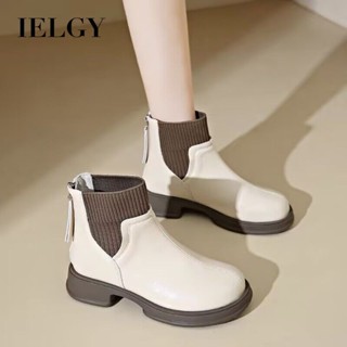 IELGY Tất Giày Bốt Nữ Thu Đông 2025 Mới Phong Cách Anh Quốc Giày Bốt Khỏa Thân Lưng Dây Kéo Bootie Skinny Giày Da Martin Boots