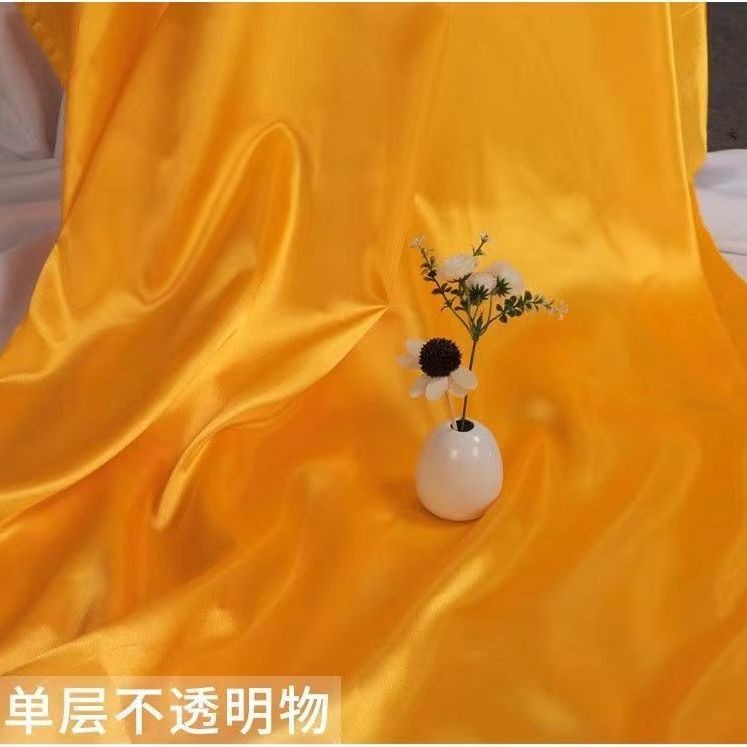 Vải sa tanh bóng dày, Vải Lụa Màu Vàng Vàng, vải màu vàng hoa cà, Vải nền rèm treo, Vải Lụa Màu vàng