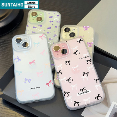 Suntaiho Nơ Đẹp Họa Tiết Hoa Hồng Trong Suốt Mờ Dành Cho Iphone 16 15 14 12 13 11 Pro Max IP 7 8 Plus Iphon X Xs XR Xs Max TPU Silicon Mềm Cao Cấp Chống Sốc Ốp điện thoại